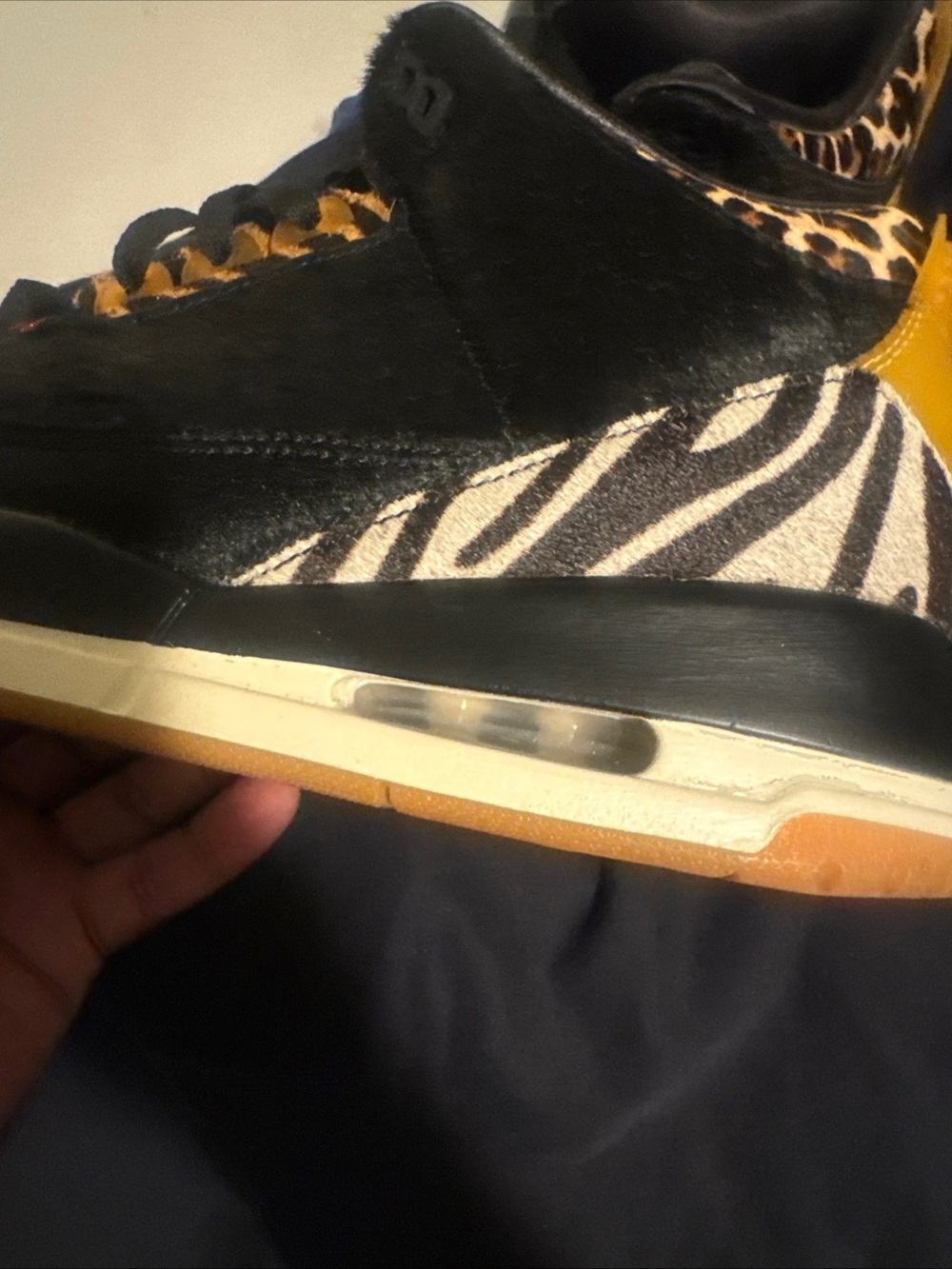 Jordan Men’s Yellow, Black & White Zebra Print Sneakers - Picture 2 of 3